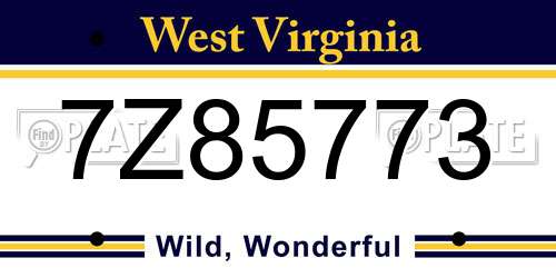 7Z85773 West Virginia License Plate