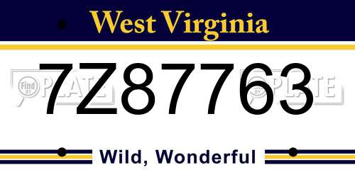 7Z87763 West Virginia License Plate
