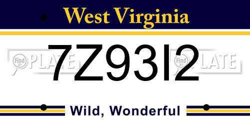 7Z93I2 West Virginia License Plate