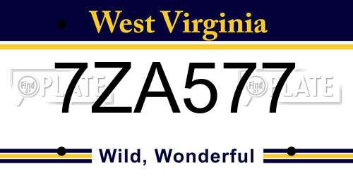 7ZA577 West Virginia License Plate