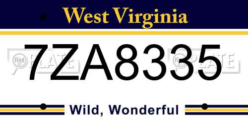 7ZA8335 West Virginia License Plate