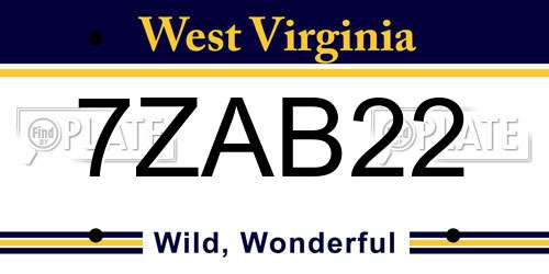 7ZAB22 West Virginia License Plate
