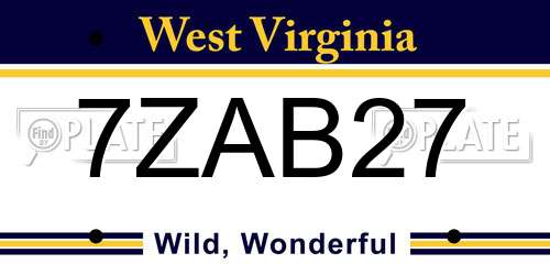 7ZAB27 West Virginia License Plate