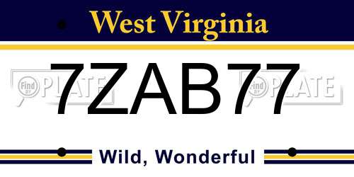 7ZAB77 West Virginia License Plate