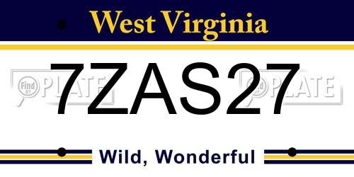 7ZAS27 West Virginia License Plate