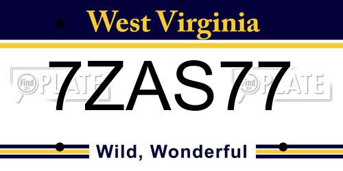 7ZAS77 West Virginia License Plate