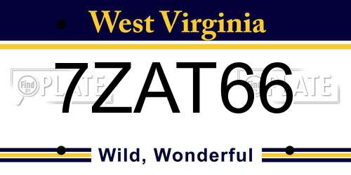 7ZAT66 West Virginia License Plate