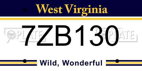 7ZB130 West Virginia License Plate