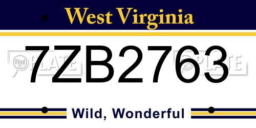 7ZB2763 West Virginia License Plate