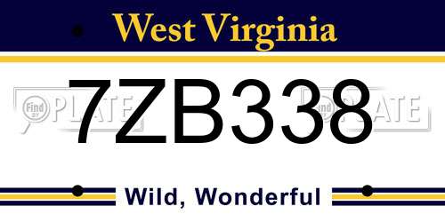 7ZB338 West Virginia License Plate