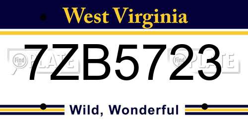 7ZB5723 West Virginia License Plate