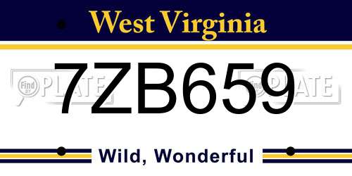 7ZB659 West Virginia License Plate