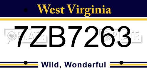7ZB7263 West Virginia License Plate