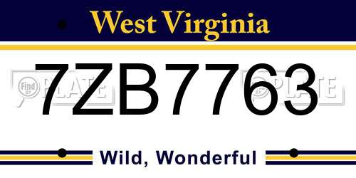 7ZB7763 West Virginia License Plate