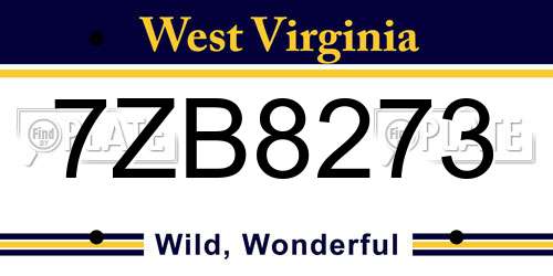 7ZB8273 West Virginia License Plate