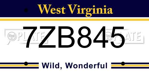 7ZB845 West Virginia License Plate