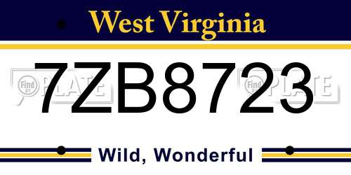 7ZB8723 West Virginia License Plate