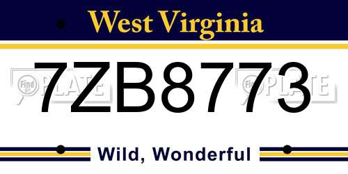 7ZB8773 West Virginia License Plate