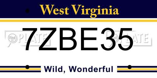 7ZBE35 West Virginia License Plate