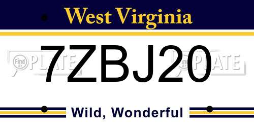 7ZBJ20 West Virginia License Plate