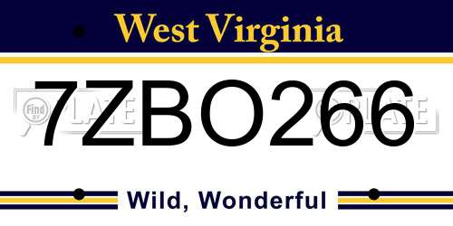 7ZBO266 West Virginia License Plate