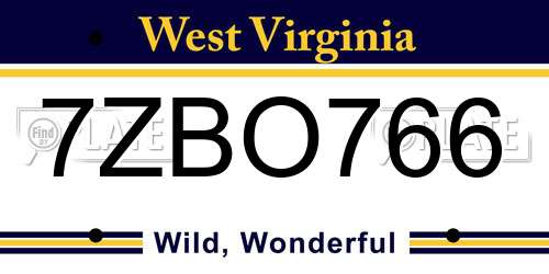 7ZBO766 West Virginia License Plate
