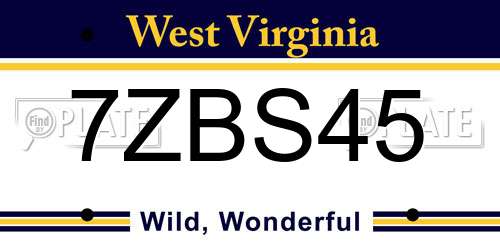 7ZBS45 West Virginia License Plate