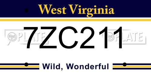 7ZC211 West Virginia License Plate
