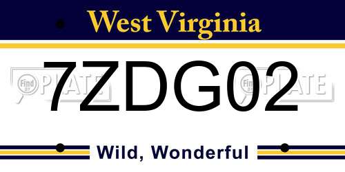 7ZDG02 West Virginia License Plate