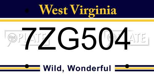 7ZG504 West Virginia License Plate