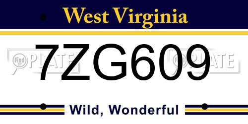 7ZG609 West Virginia License Plate