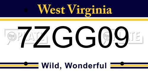 7ZGG09 West Virginia License Plate