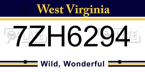 7ZH6294 West Virginia License Plate