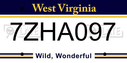 7ZHA097 West Virginia License Plate
