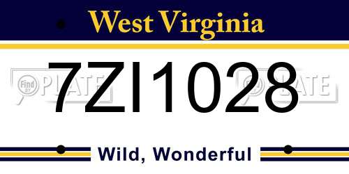 7ZI1028 West Virginia License Plate