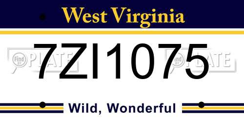 7ZI1075 West Virginia License Plate