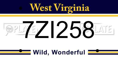 7ZI258 West Virginia License Plate