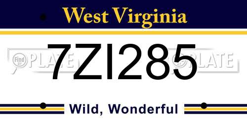7ZI285 West Virginia License Plate