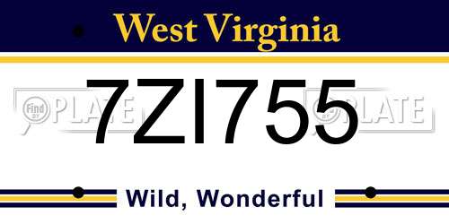 7ZI755 West Virginia License Plate