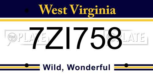 7ZI758 West Virginia License Plate