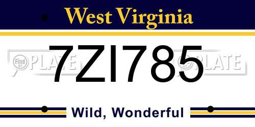 7ZI785 West Virginia License Plate