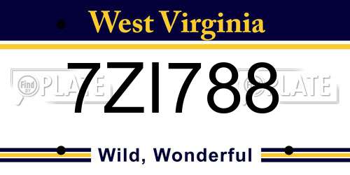 7ZI788 West Virginia License Plate