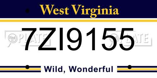 7ZI9155 West Virginia License Plate