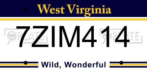 7ZIM414 West Virginia License Plate