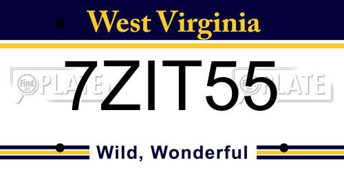 7ZIT55 West Virginia License Plate