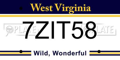 7ZIT58 West Virginia License Plate