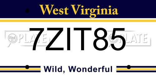 7ZIT85 West Virginia License Plate