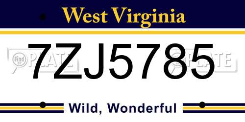 7ZJ5785 West Virginia License Plate