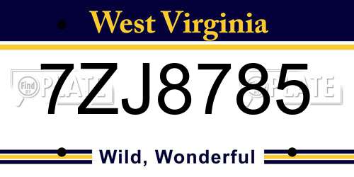 7ZJ8785 West Virginia License Plate