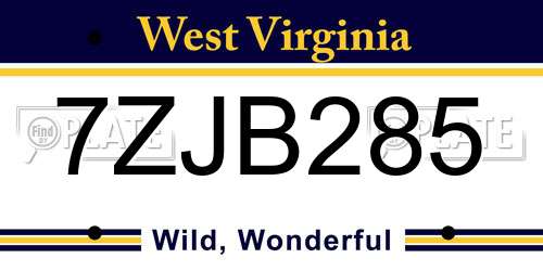 7ZJB285 West Virginia License Plate